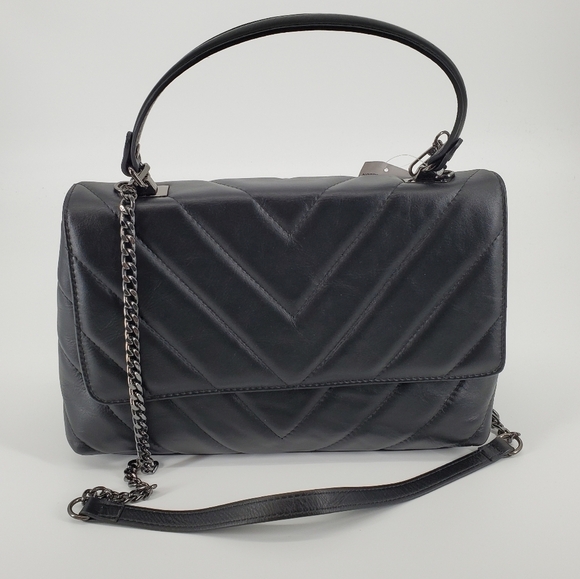 Maison Heritage Susi Sac Main Quilted Leather Satchel In Black NEW WITH TAGS - Picture 1 of 10